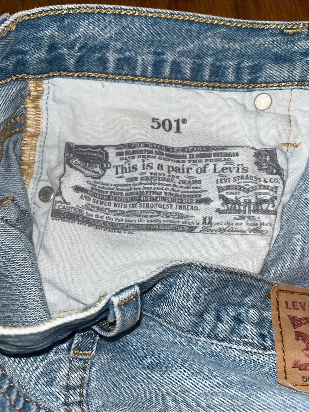 Levi’s 501 Denim Distressed  Women’s Button Fly Shorts - Light Blue Size 27